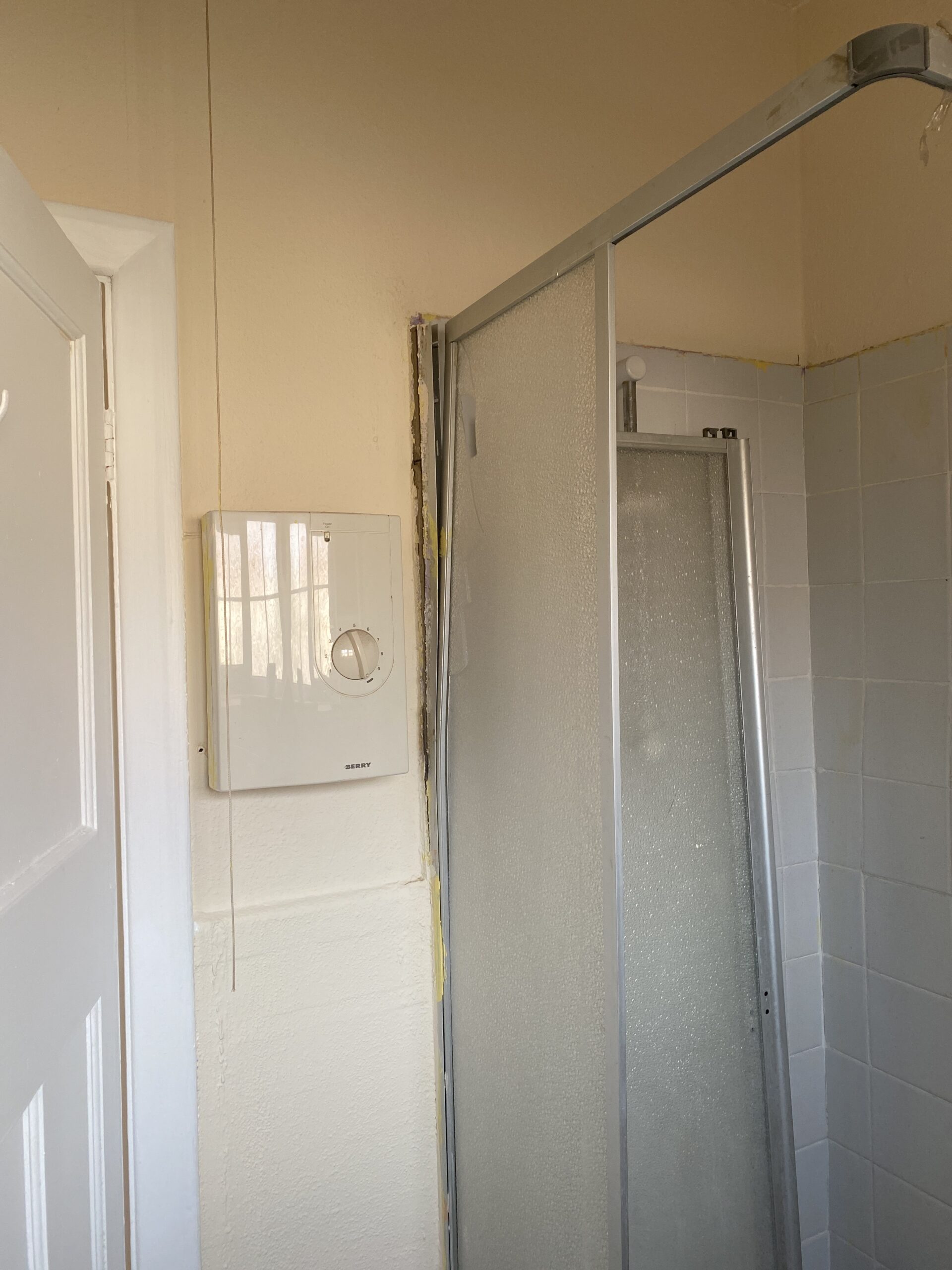 When the electric shower is installed… just not inside the shower! 😂